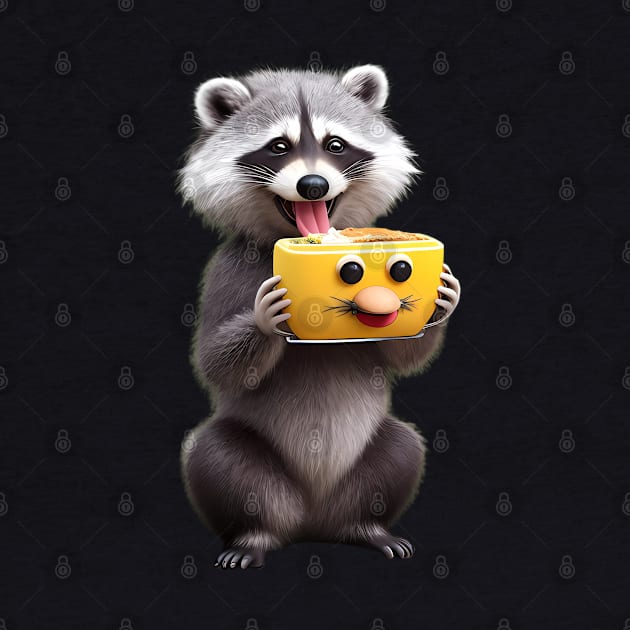 Raccoon Eating Cheese by BlackCricketdesign